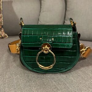 Tess Croc-Embossed Leather Saddle Bag. Firm price.